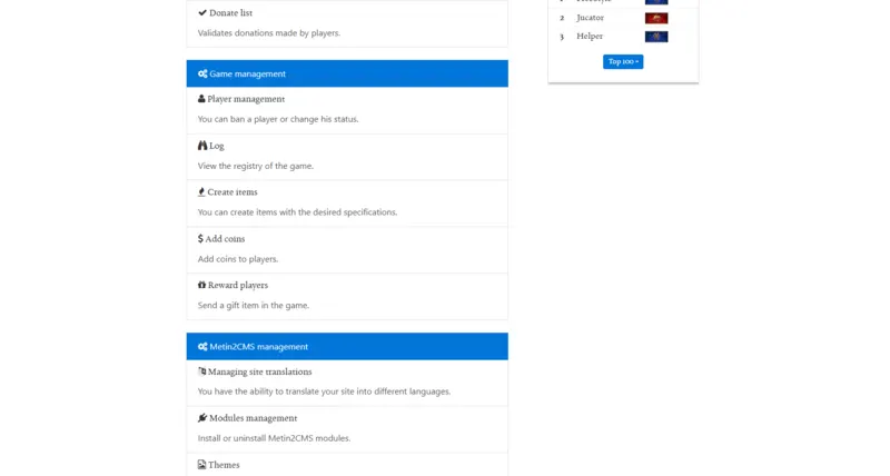 Metin2 CMS Classic administration modules