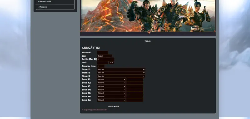 Metin2 item creation tool used by administrators to generate and manage in-game items