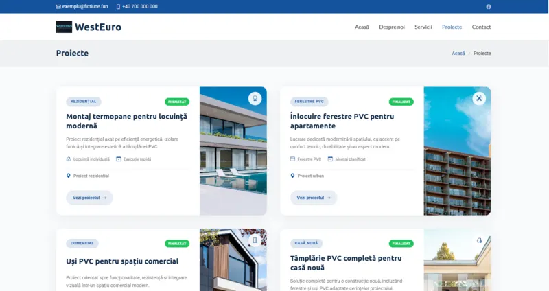 PVC installation projects portfolio page