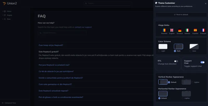 Union2 FAQ page with public support information for Metin2 players and platform users